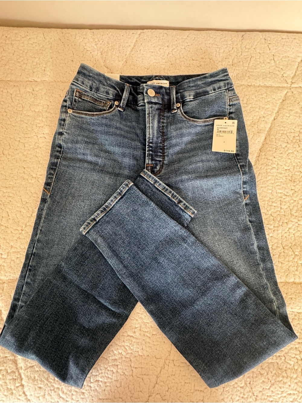 Good American Slim Straight Blue Denim Jeans